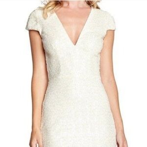 Dress the Population Cream/white Sequin Mini Dress